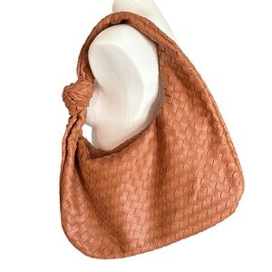 Urban Expressions Woven Vegan Leather Hobo Bag Fall Caramel Whiskey